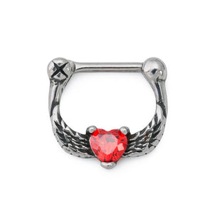 16g Hawk Wings Heart Steel Septum Clicker