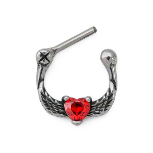 16g Hawk Wings Heart Steel Septum Clicker