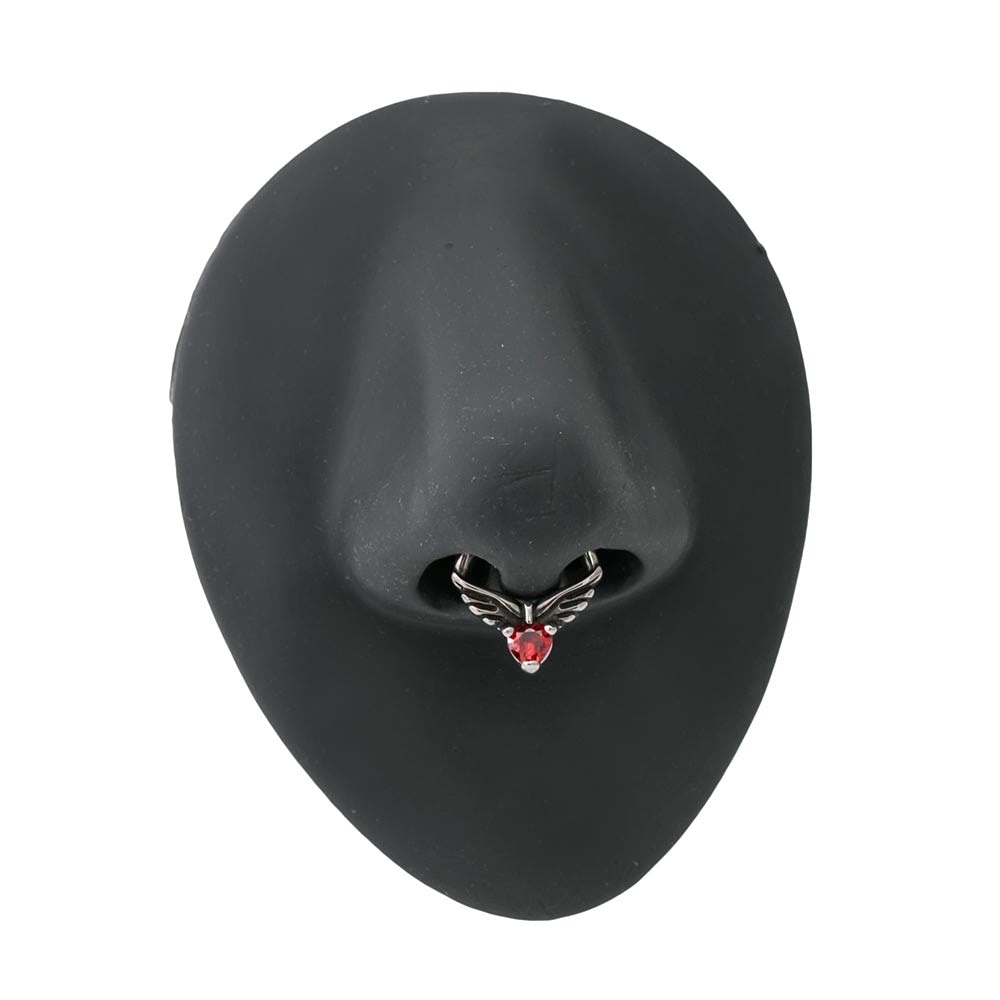 16g Fairy Wings Heart Steel Septum Clicker