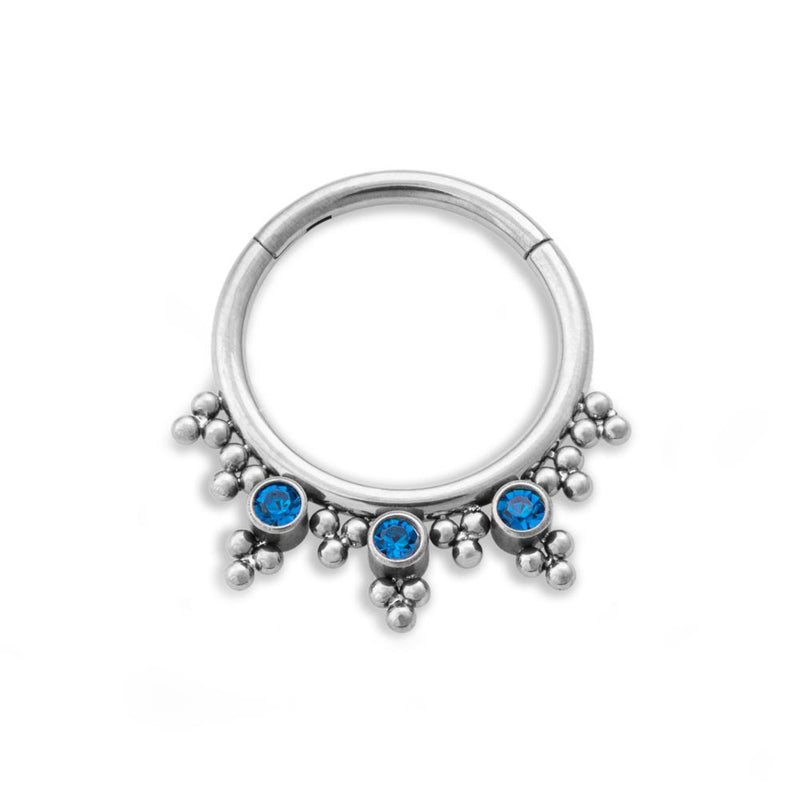 Tilum 16g Triple Jeweled Bead Clusters Titanium Septum Clicker