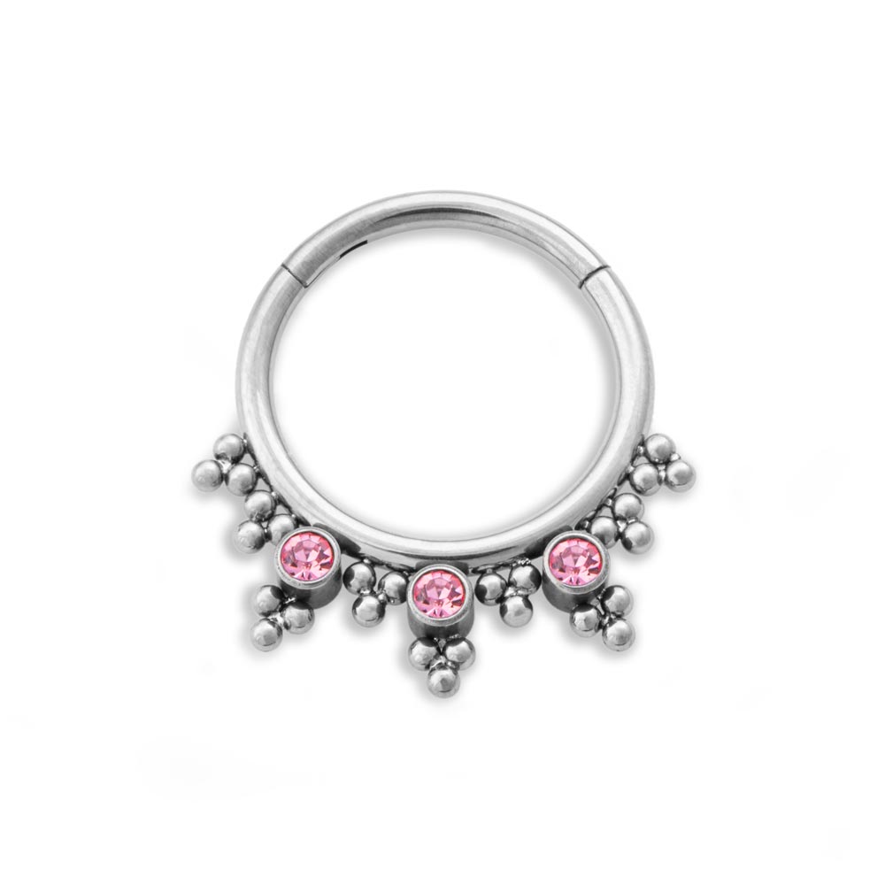 Tilum 16g Triple Jeweled Bead Clusters Titanium Septum Clicker