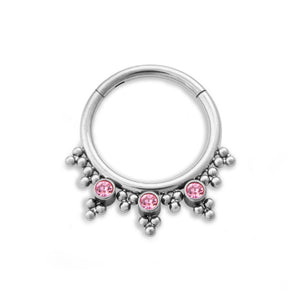 Tilum 16g Triple Jeweled Bead Clusters Titanium Septum Clicker