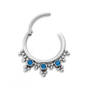 Tilum 16g Triple Jeweled Bead Clusters Titanium Septum Clicker