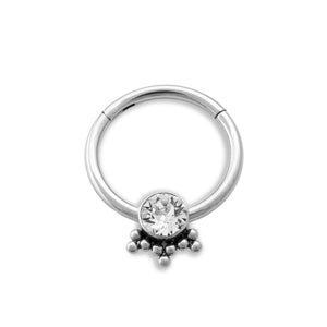 Tilum 16g Single Jeweled Bead Clusters Titanium Septum Clicker