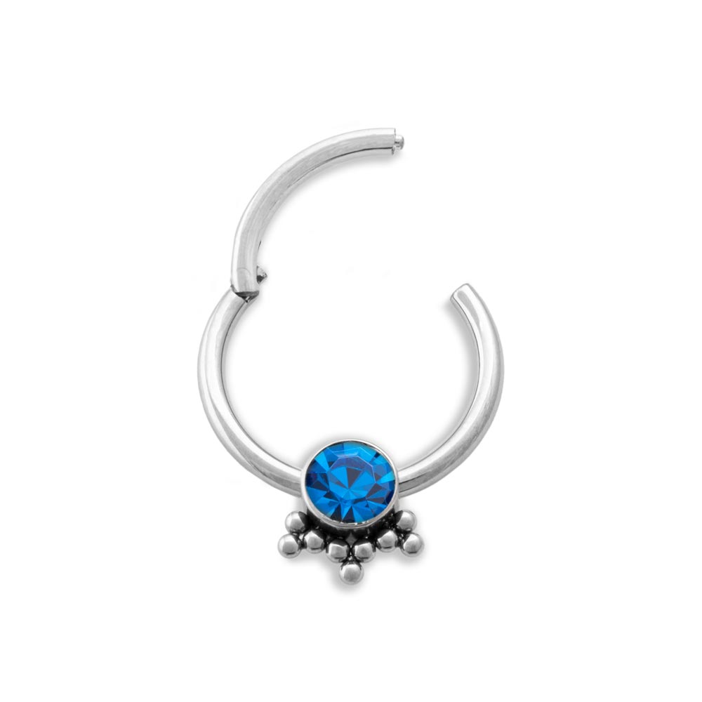Tilum 16g Single Jeweled Bead Clusters Titanium Septum Clicker