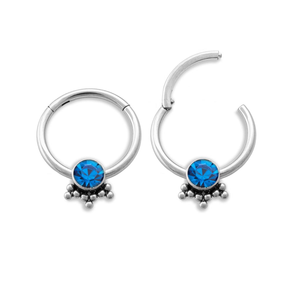 Tilum 16g Single Jeweled Bead Clusters Titanium Septum Clicker