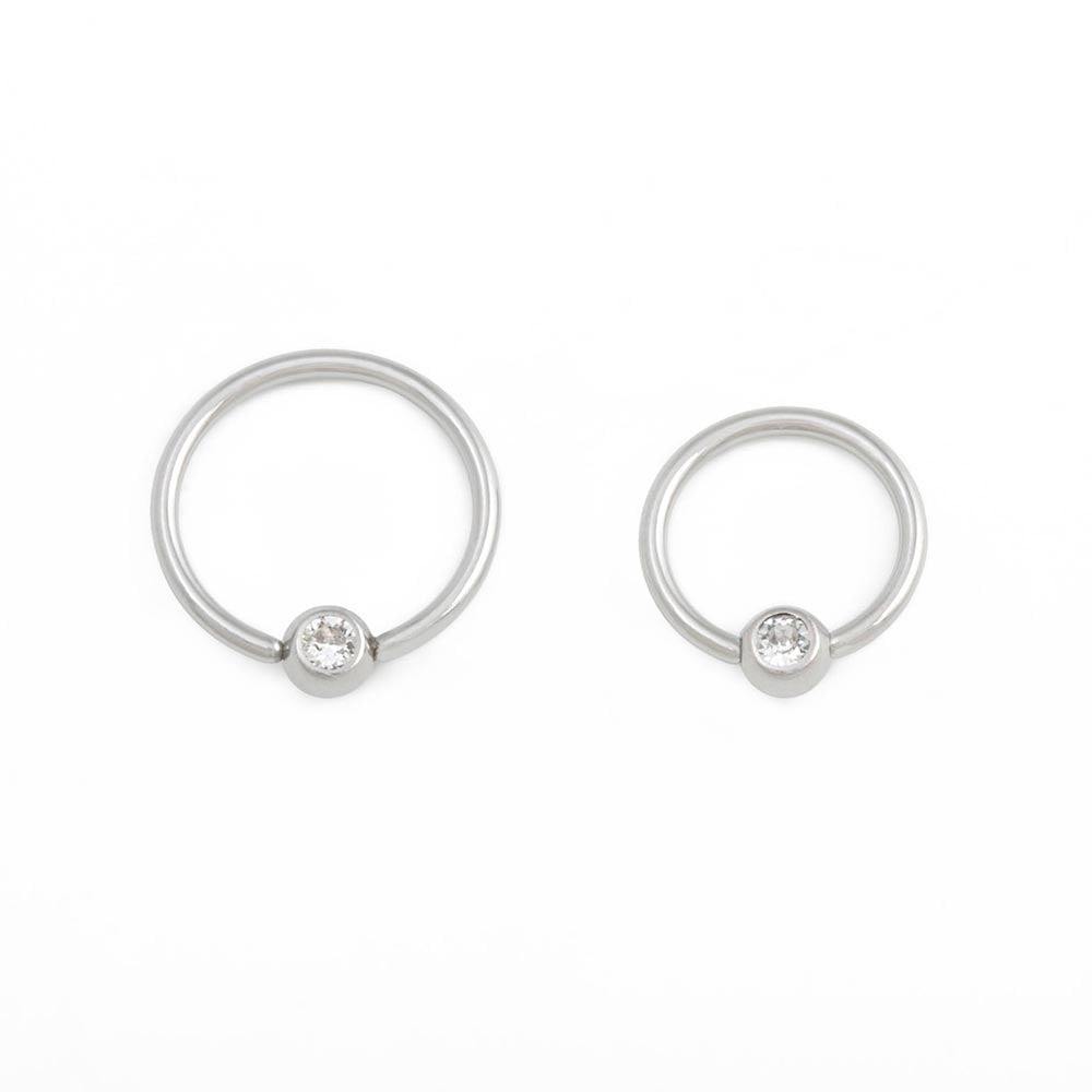 18g Annealed Steel Crystal Jewel Fixed Bead Ring — Price Per 1