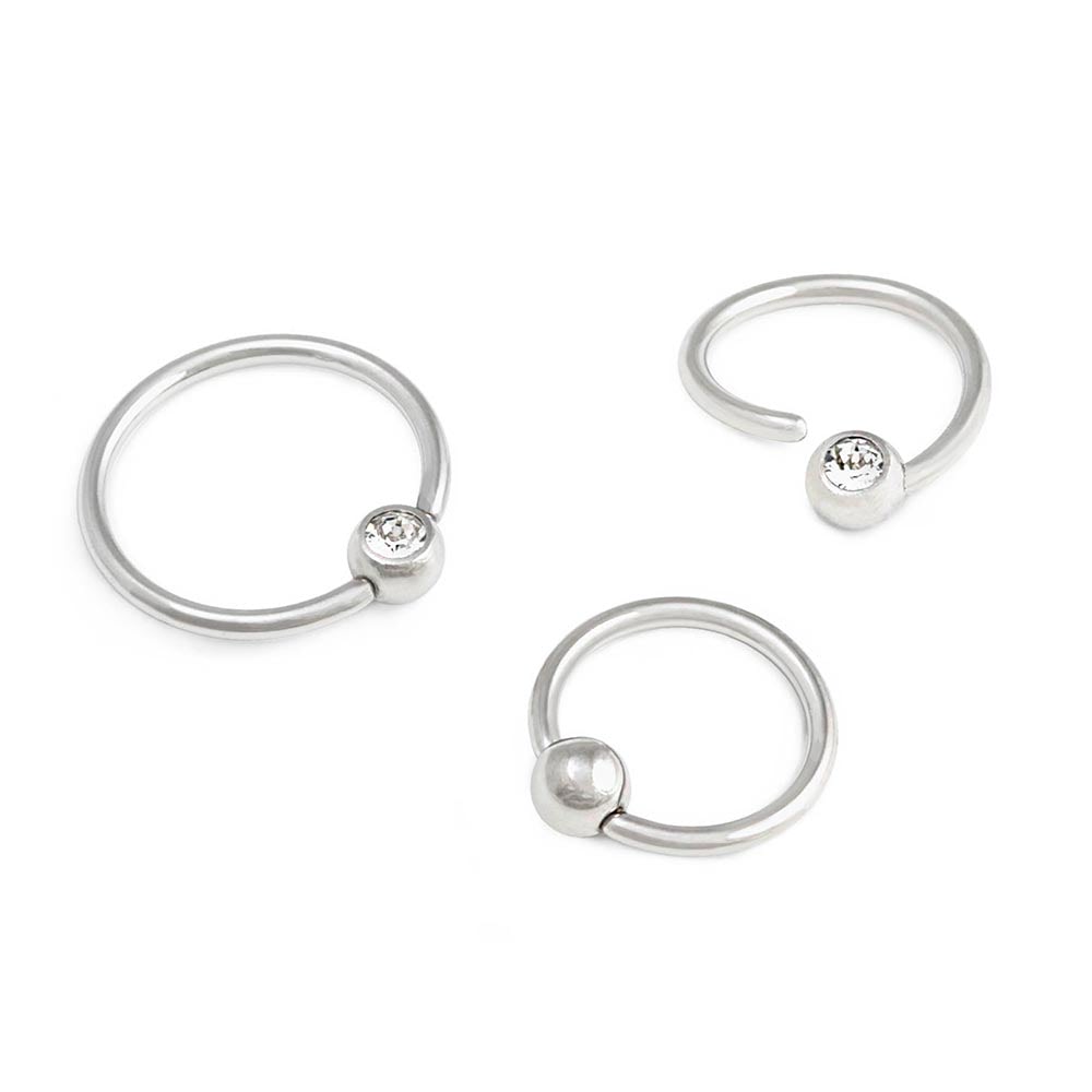 18g Annealed Steel Crystal Jewel Fixed Bead Ring — Price Per 1