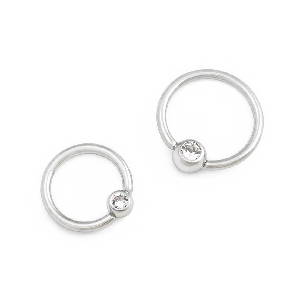 16g Annealed Steel Crystal Jewel Fixed Bead Ring — Price Per 1