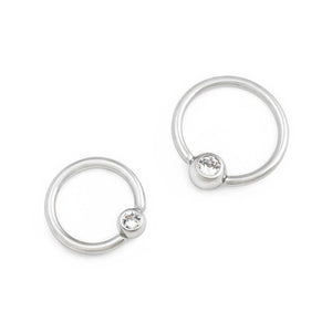 16g Annealed Steel Crystal Jewel Fixed Bead Ring — Price Per 1