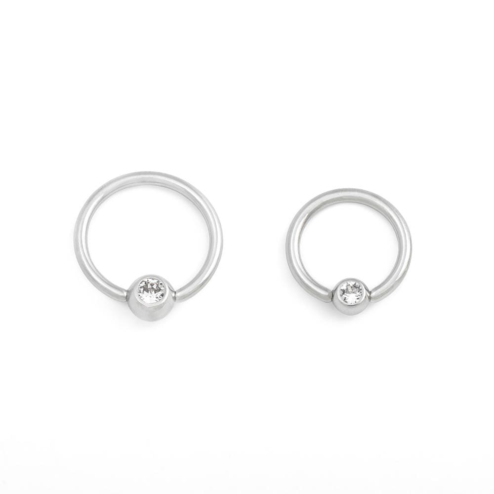 16g Annealed Steel Crystal Jewel Fixed Bead Ring — Price Per 1