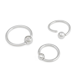 16g Annealed Steel Crystal Jewel Fixed Bead Ring — Price Per 1