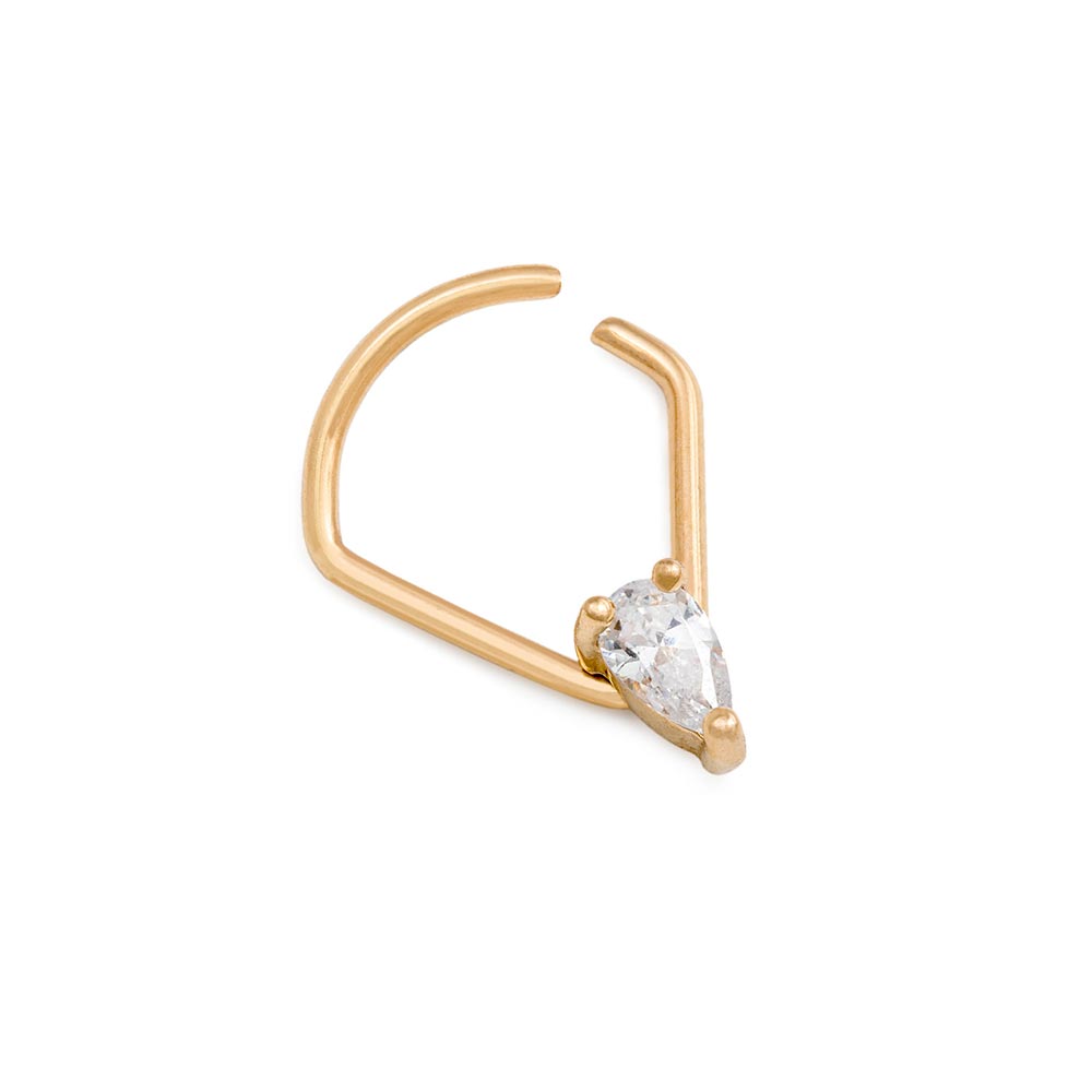 18g PVD Gold Teardrop Crystal Bendable Ring — Price Per 1
