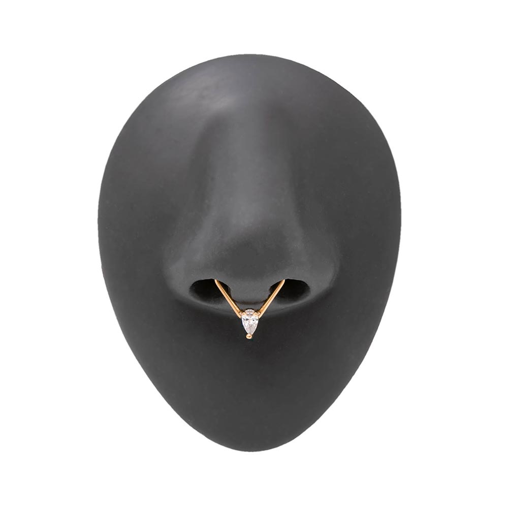 18g PVD Gold Teardrop Crystal Bendable Ring — Price Per 1