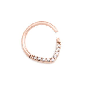 16g PVD Rose Gold Crystal Encrusted Teardrop Bendable Ring — Price Per 1