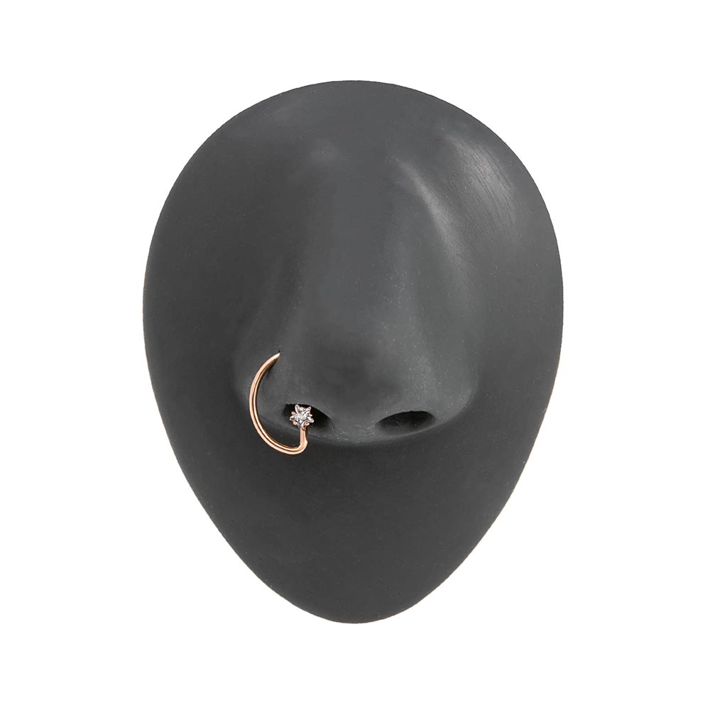 16g PVD Rose Gold Crystal Star Bendable D-Ring — Price Per 1