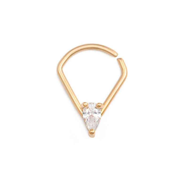 18g PVD Gold Teardrop Crystal Bendable Ring — Price Per 1