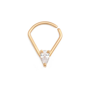 18g PVD Gold Teardrop Crystal Bendable Ring — Price Per 1
