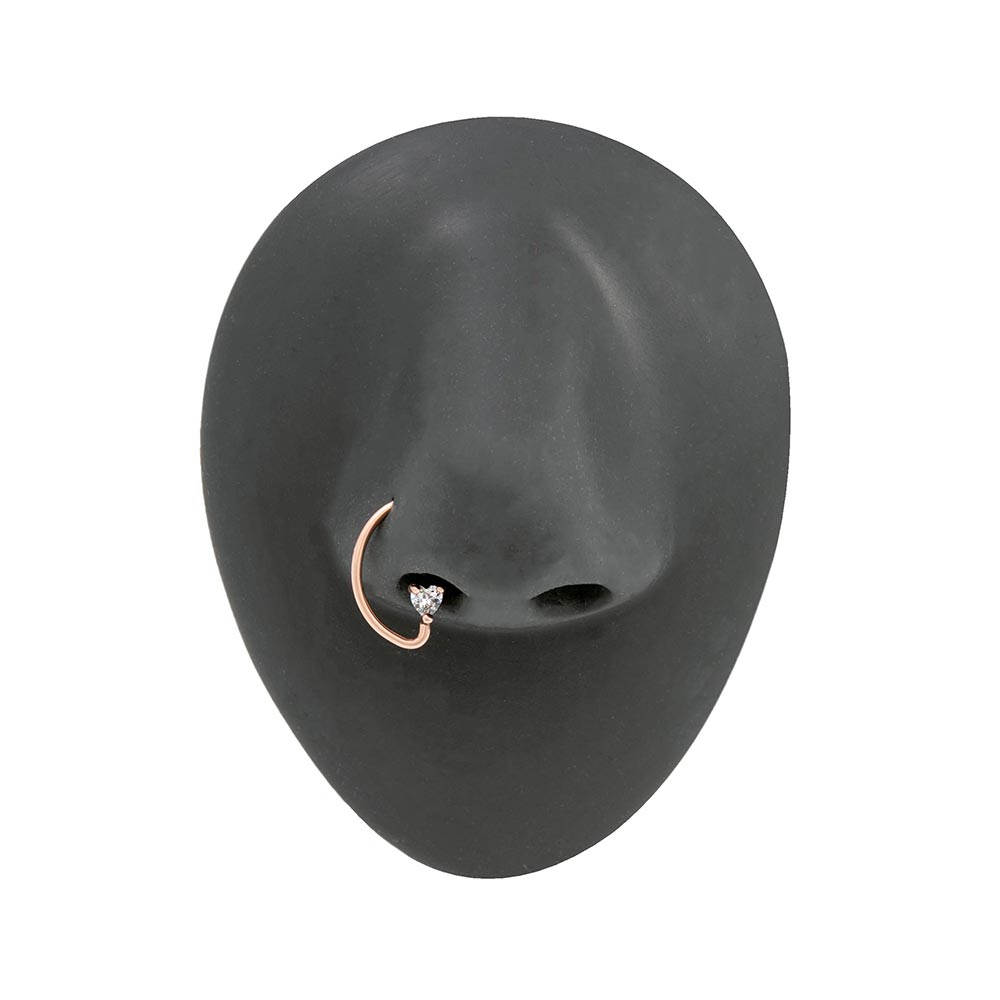 16g PVD Rose Gold Heart Crystal Bendable D-Ring — Price Per 1