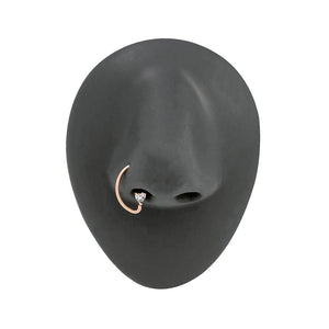 16g PVD Rose Gold Heart Crystal Bendable D-Ring — Price Per 1