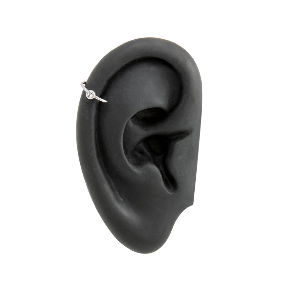 18g Downward Crystal Jewel Steel Fixed Bead Ring — Price Per 1