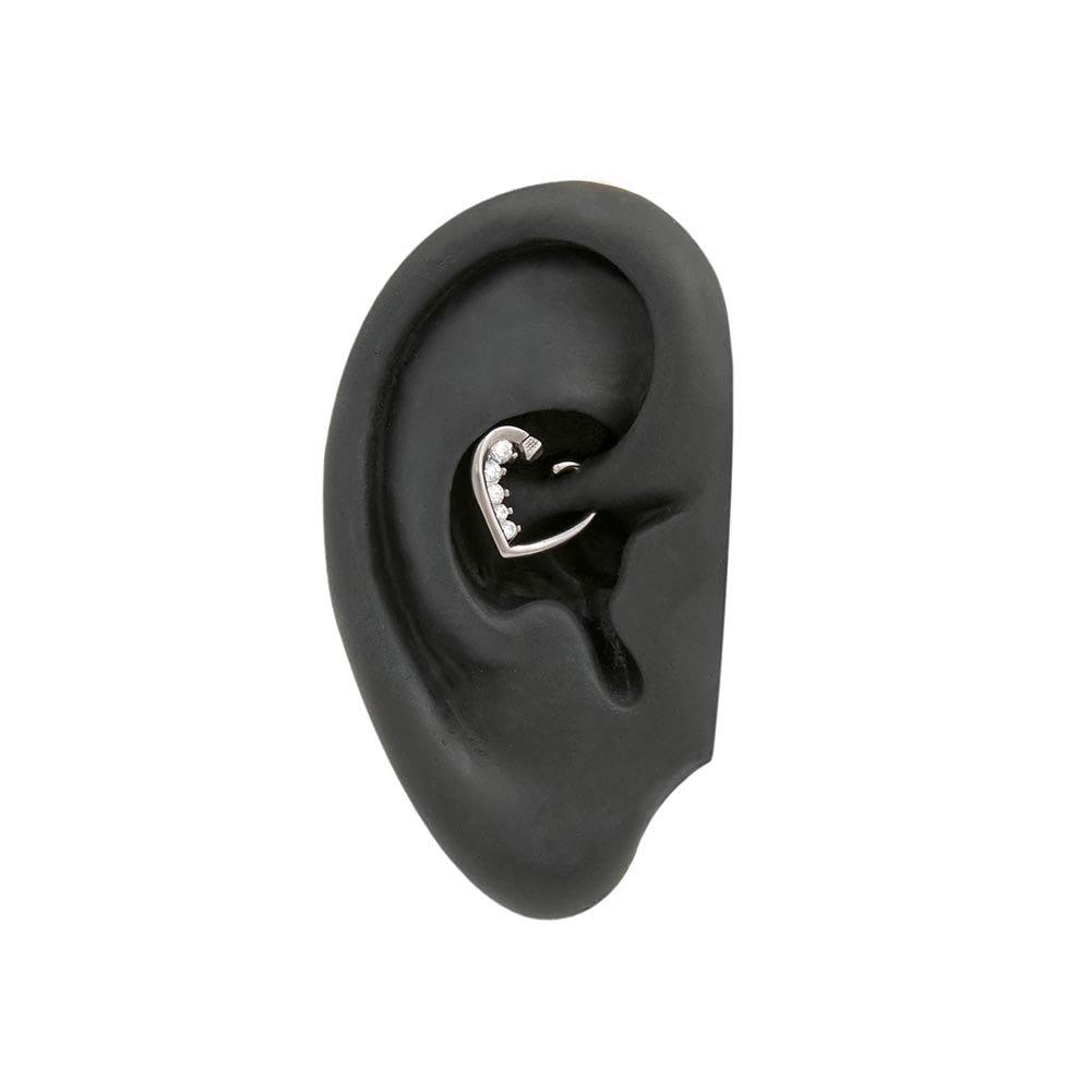 16g Descending Crystal Jewels Heart Ear Jewelry — Price Per 2