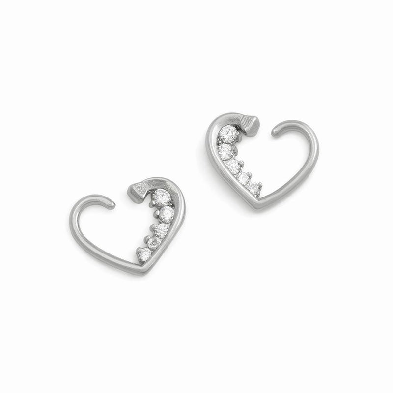 16g Descending Crystal Jewels Heart Ear Jewelry — Price Per 2