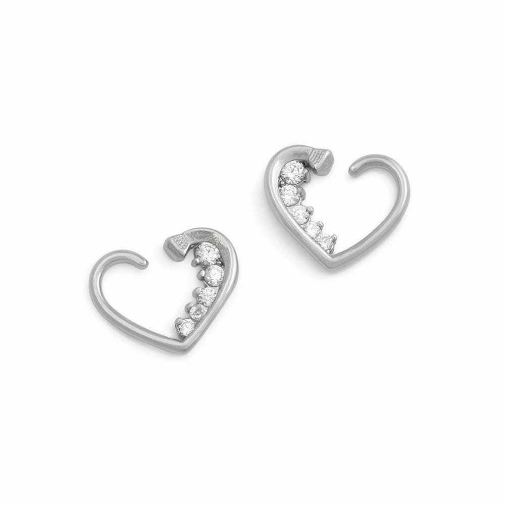16g Descending Crystal Jewels Heart Ear Jewelry — Price Per 2