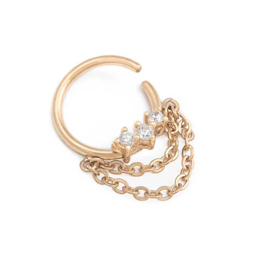 16g Crystal Trinity Dangle Bendable Septum Ring — Price Per 1