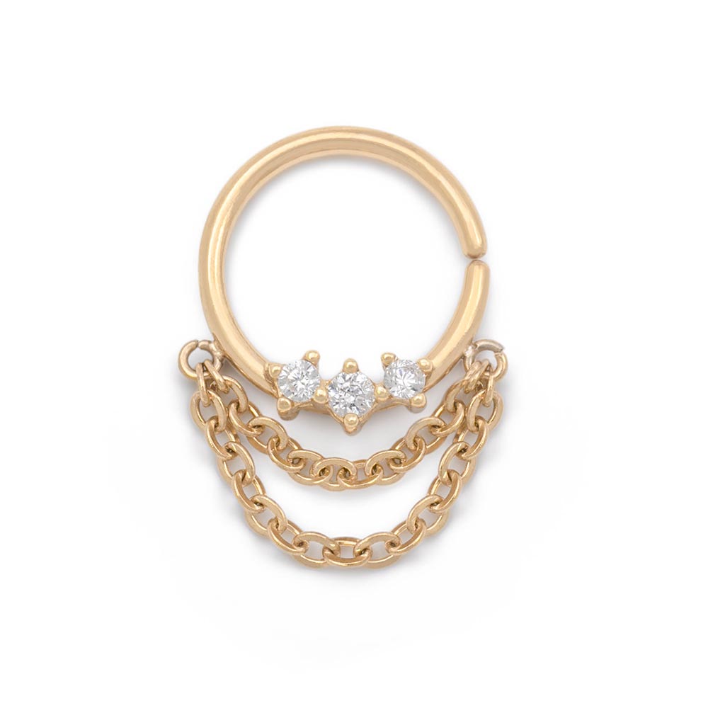 16g Crystal Trinity Dangle Bendable Septum Ring — Price Per 1