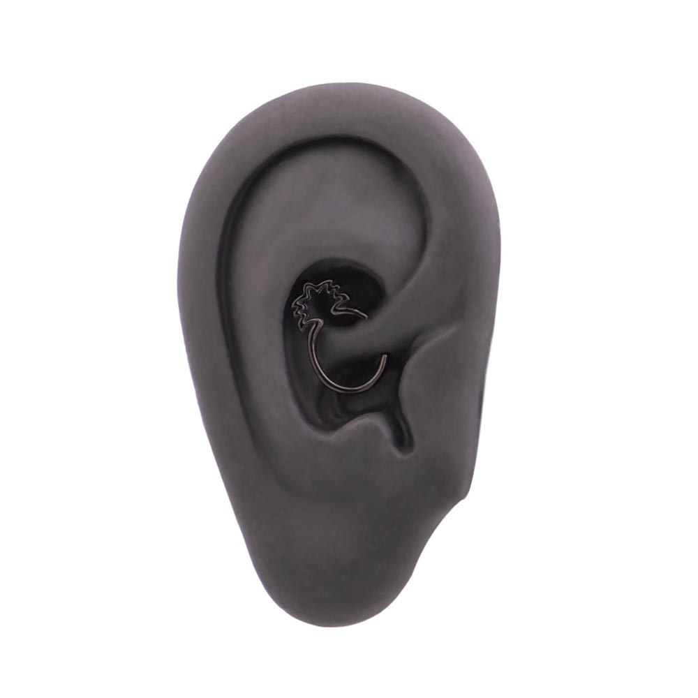 16g PVD Black Pineapple Steel Bendable Ring — Price Per 1