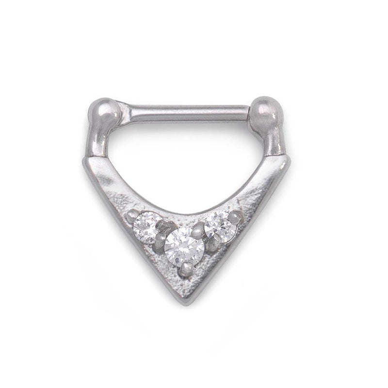 16g Crystal Triad V-Shaped Steel Septum Clicker