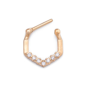 16g PVD Gold Simple Crystals Steel Septum Clicker