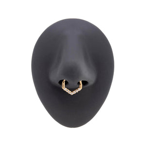 16g PVD Gold Simple Crystals Steel Septum Clicker