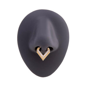 16g PVD Gold V-Shaped Crystal Splendor Septum Clicker