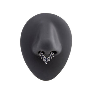 16g Deep Blue Ornamental Steel Septum Clicker