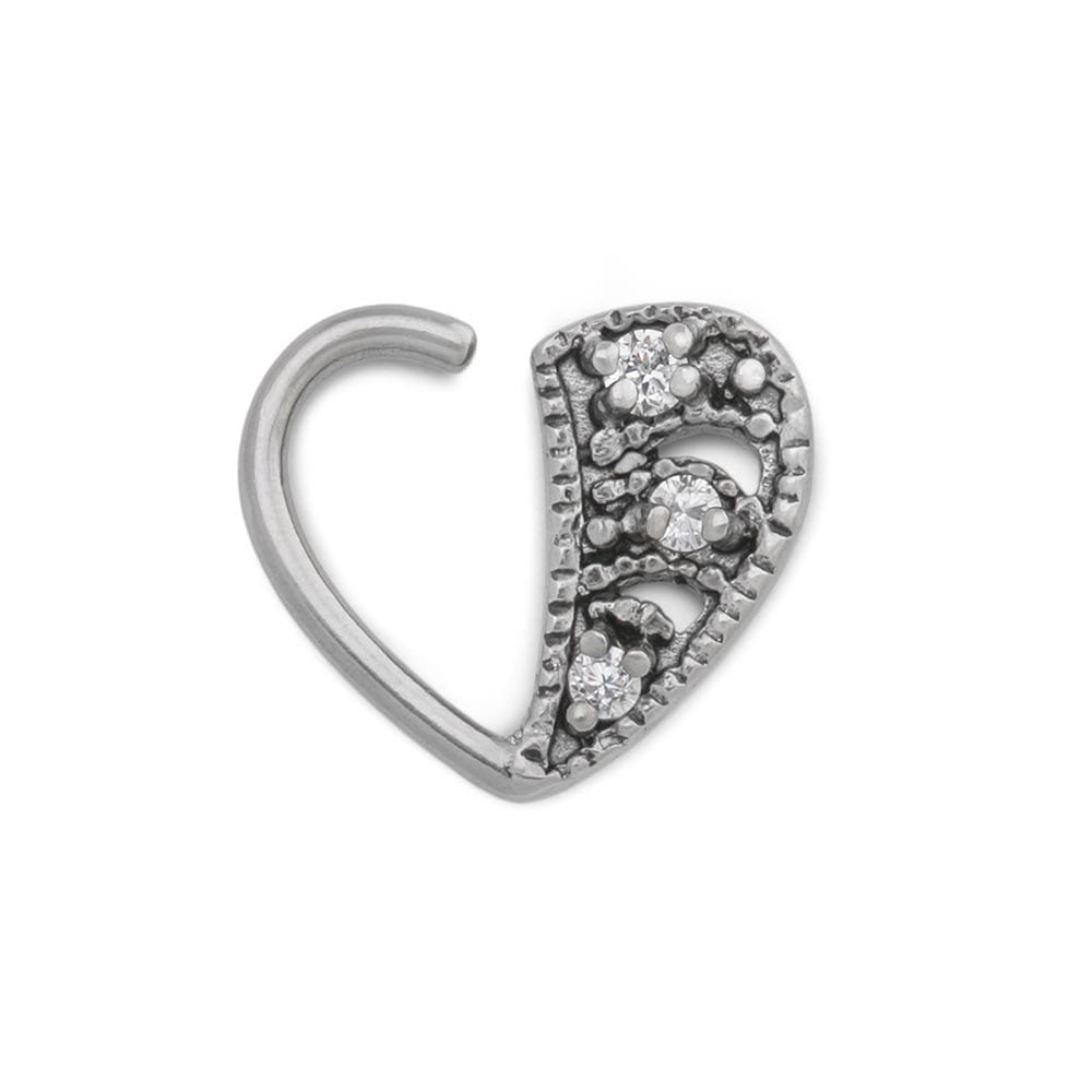 16g Crystal Beaded Rows Bendable Heart Ear Jewelry — Price Per 2