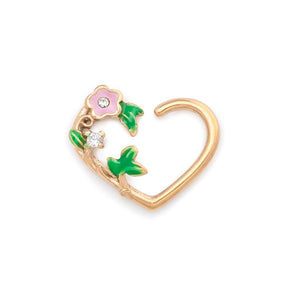 16g Floral Vine PVD Gold Bendable Heart Ear Jewelry — Price Per 2