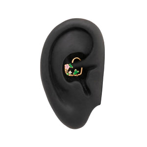 16g Floral Vine PVD Gold Bendable Heart Ear Jewelry — Price Per 2