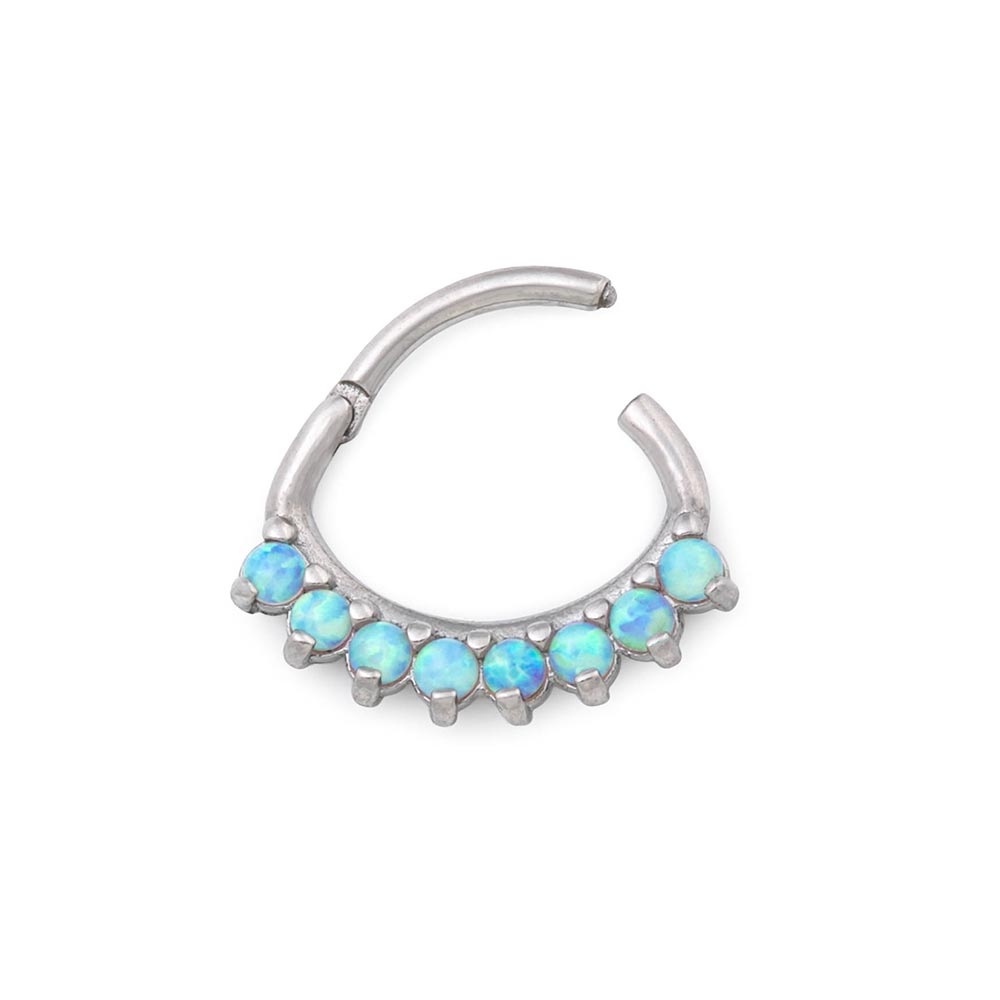 16g Opal Oval Fan Steel Septum Clicker