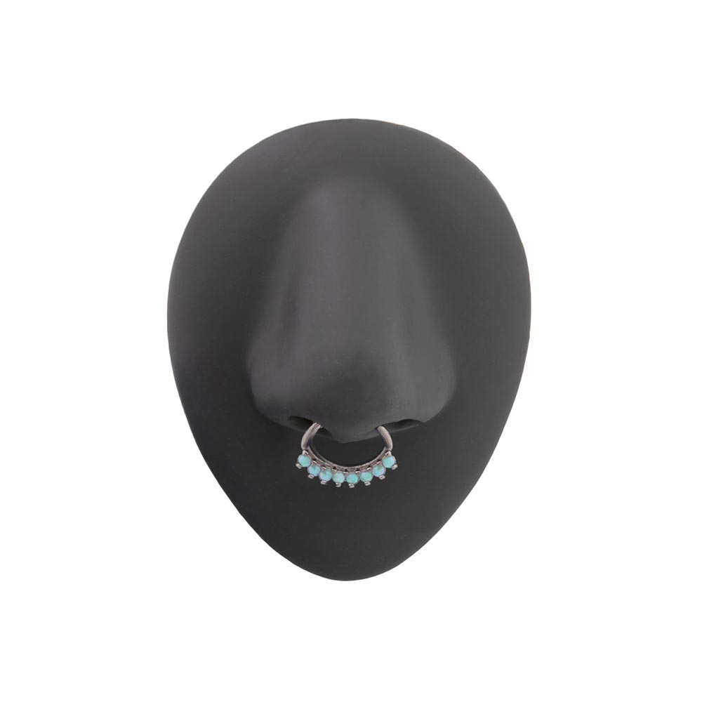 16g Opal Oval Fan Steel Septum Clicker