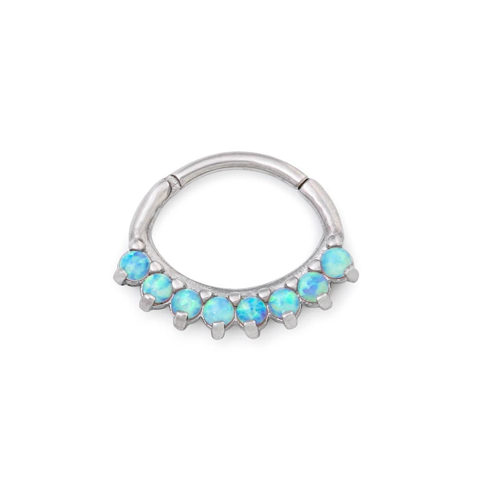 16g Opal Oval Fan Steel Septum Clicker