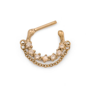 16g PVD Gold Champagne Jeweled Steel Septum Clicker