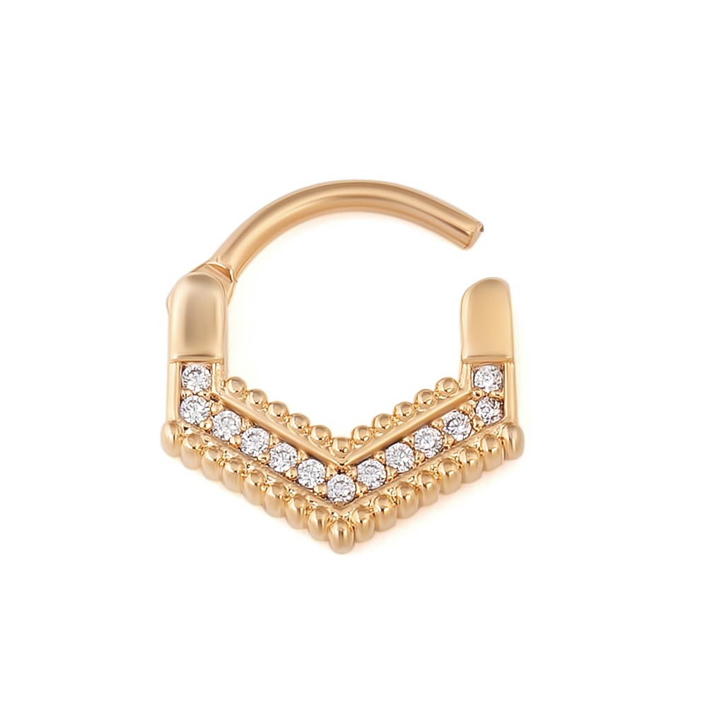 16g PVD Gold Chevron Crystal Septum Clicker