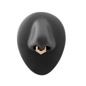 16g PVD Gold Chevron Crystal Septum Clicker