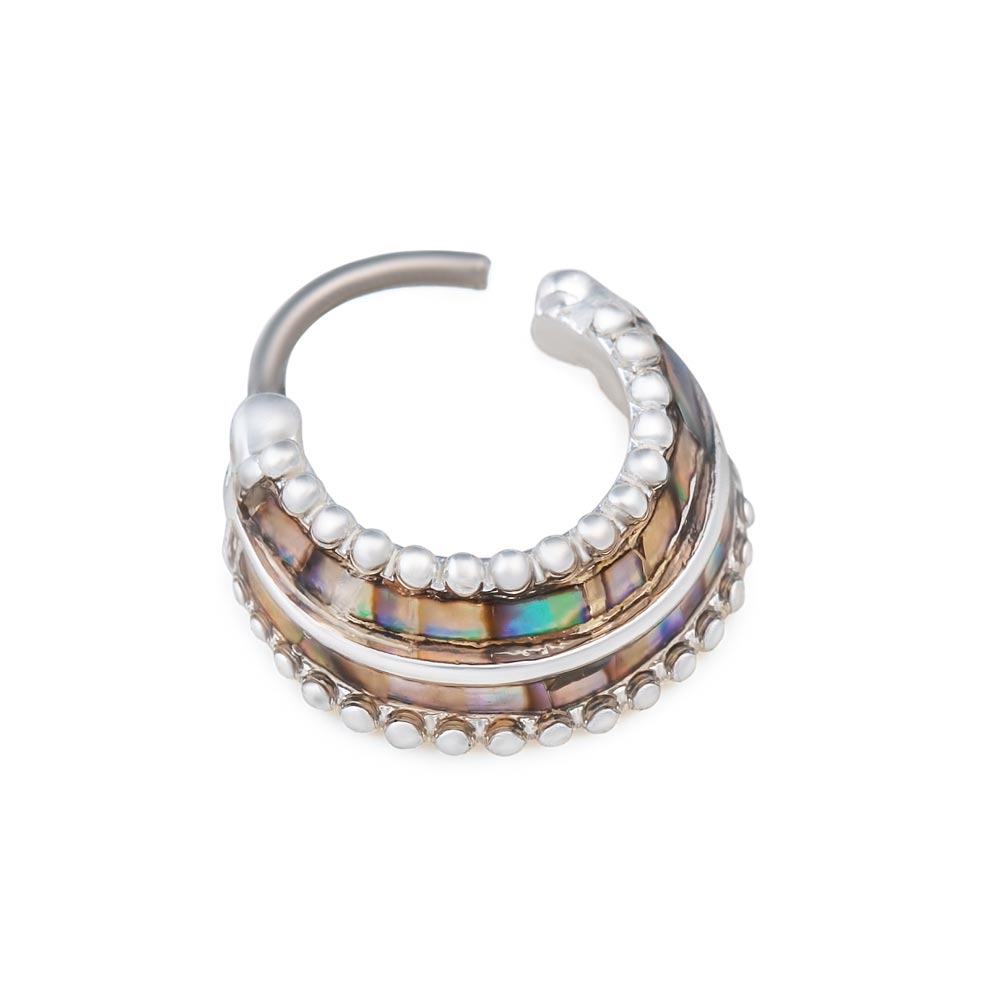16g Stacked Abalone Clicker Ring