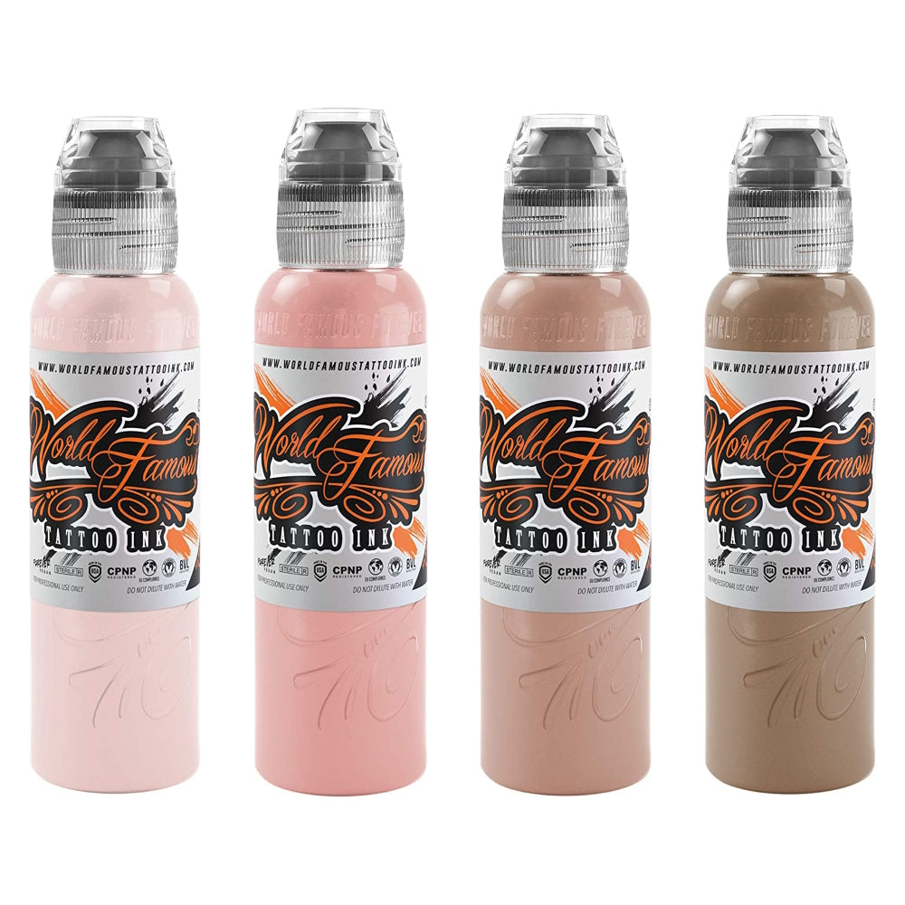 4 bottle Mak's Pink Skintone Set — World Famous Tattoo Ink — Pick Size