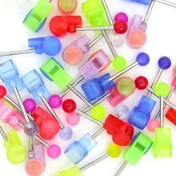 14g 5/8" Acrylic Funky Mix Straight Barbells - Price Per 10